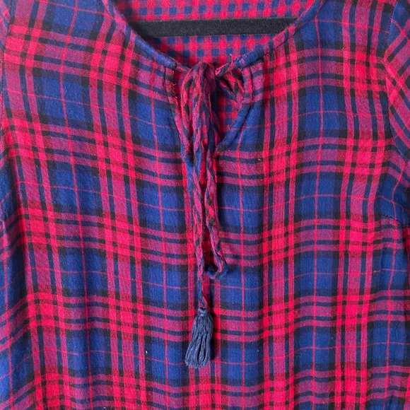 Skies Are Blue XS Plaid Ruffle Peplum Top Blouse - Picture 8 of 11